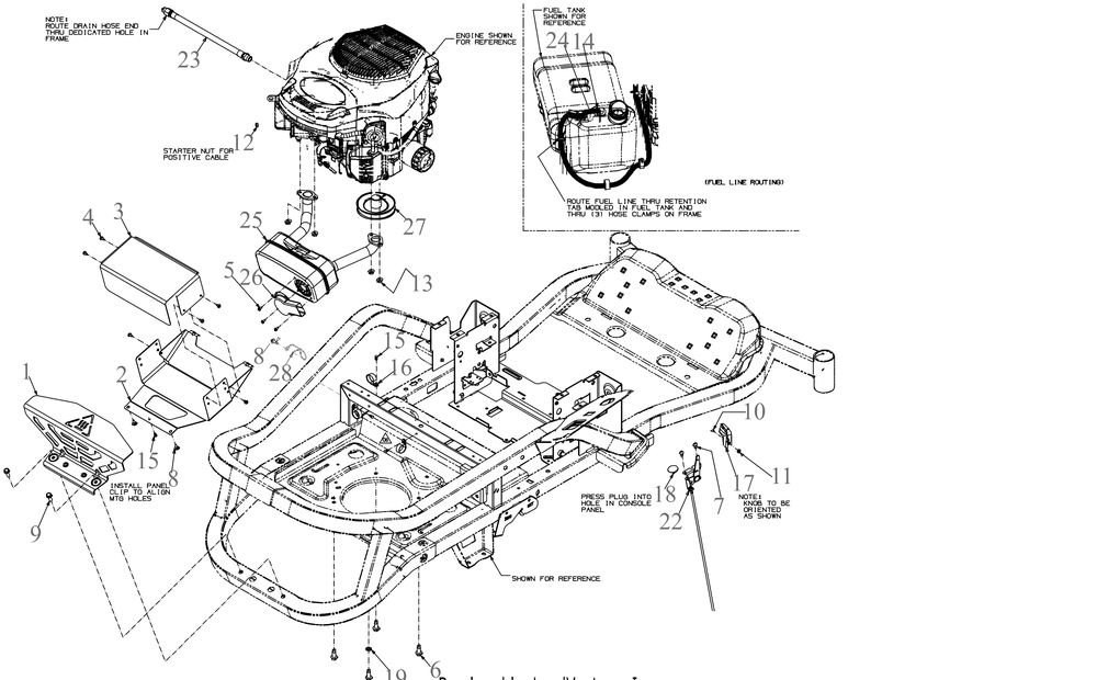 Engine Accessories Diagram and Parts List for ZT1-42KH (17CS010)(2020) Cub Cadet Lawn Tractor